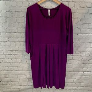 3X Purple Long Sleeve Tee Dress w/ Pockets